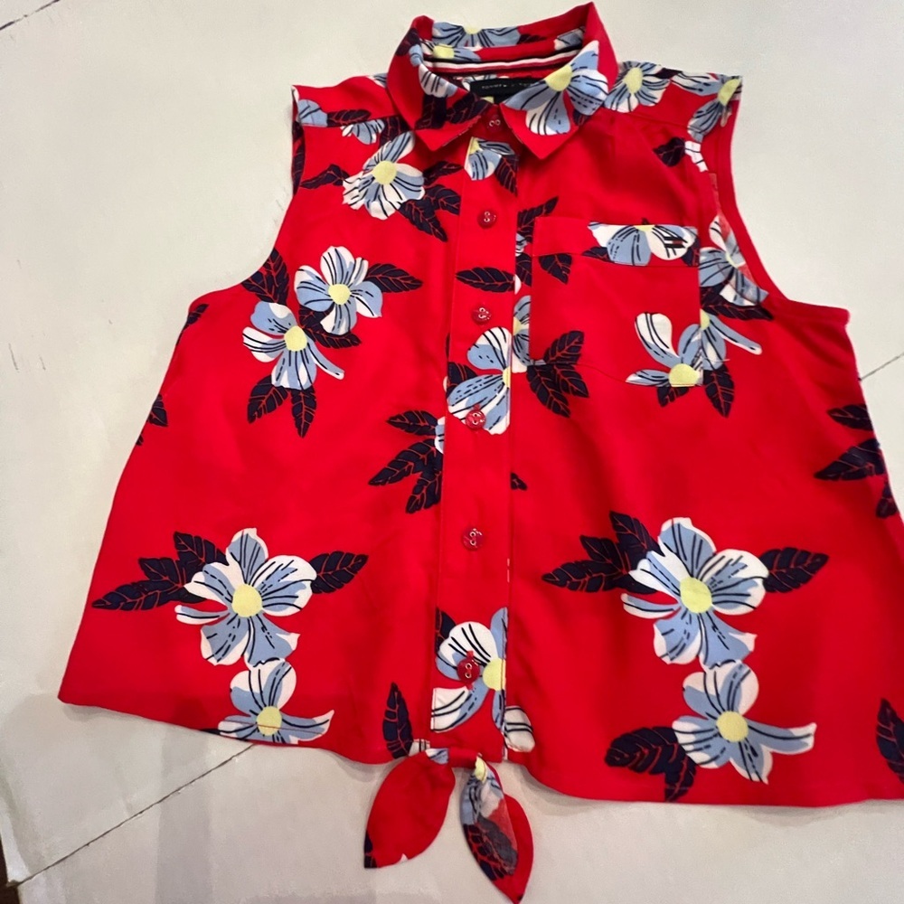 Tommy Hilfiger Red Floral Kids Blouse - Picture 10 of 10